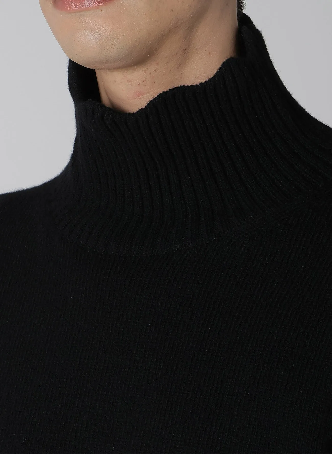 7G RIB TURTLE NECK KNIT