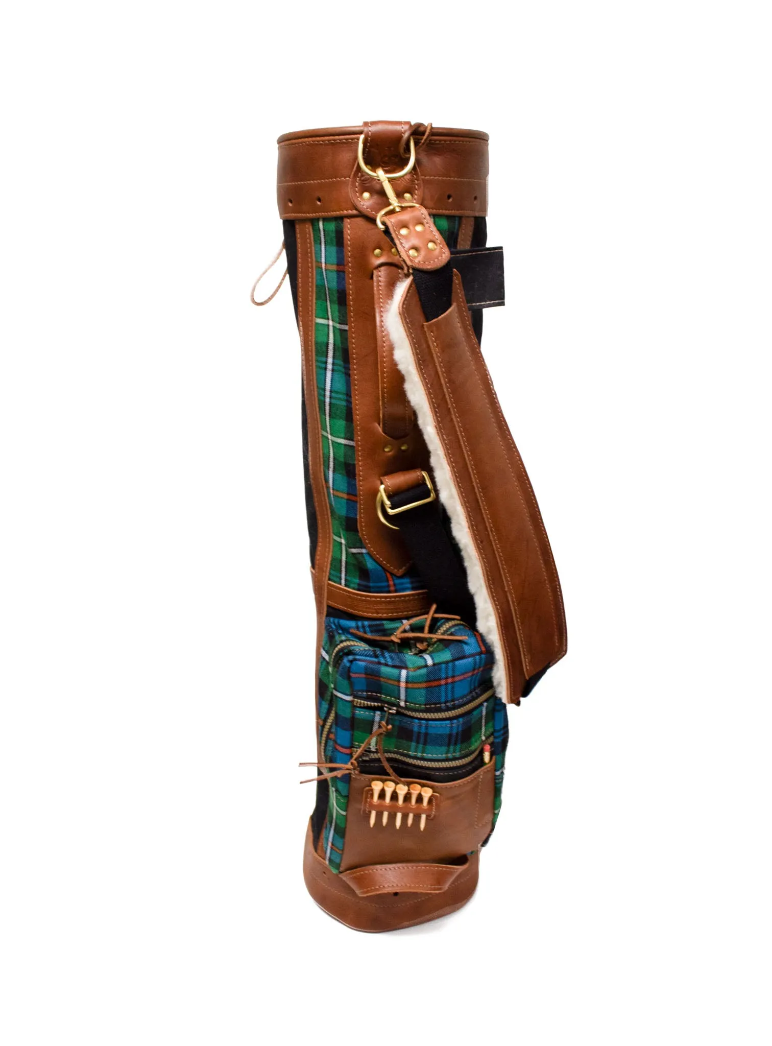 8 Mackenzie OC Tartan Golf Bag in Black Canvas and Natural Leather