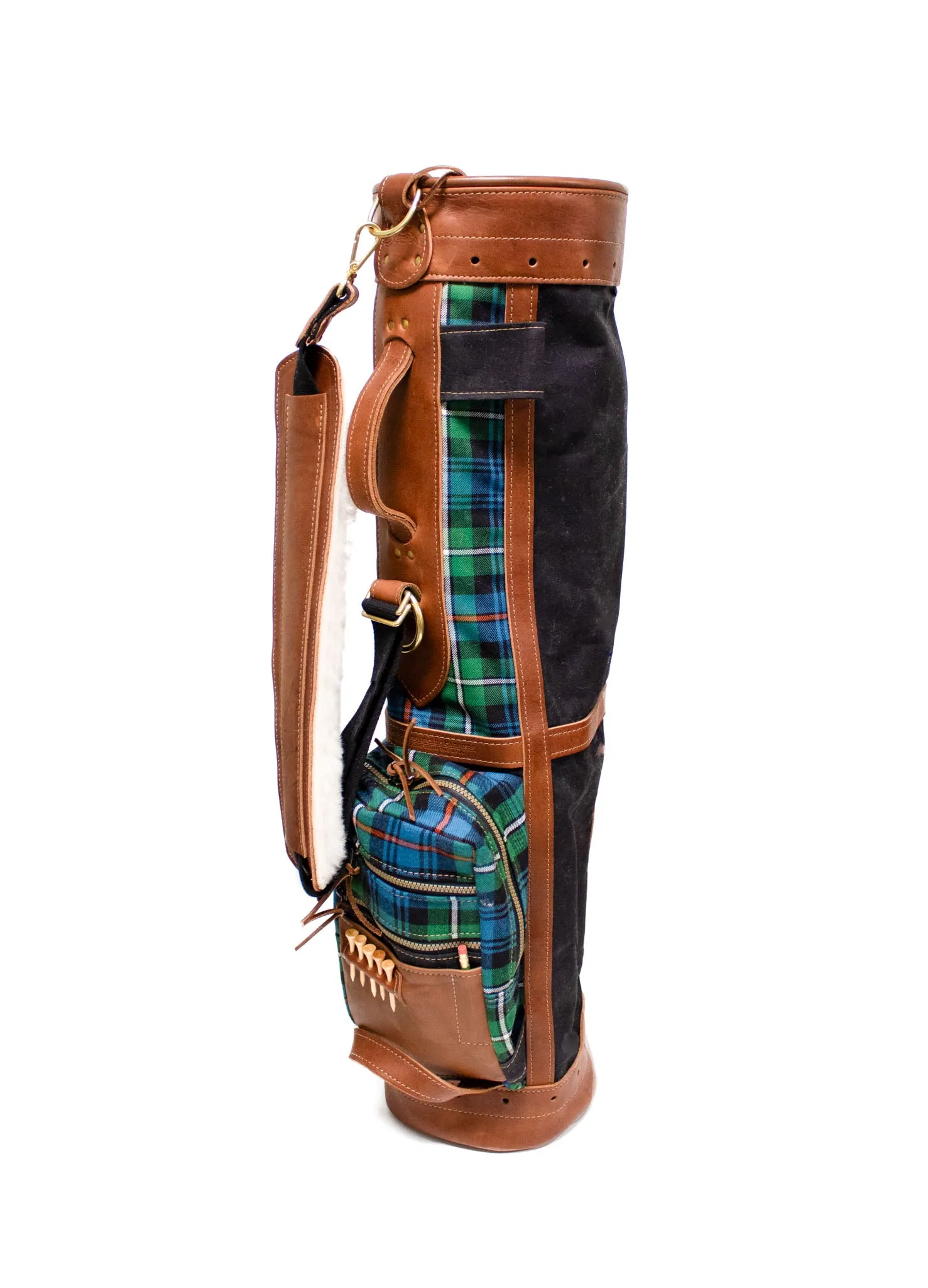 8 Mackenzie OC Tartan Golf Bag in Black Canvas and Natural Leather