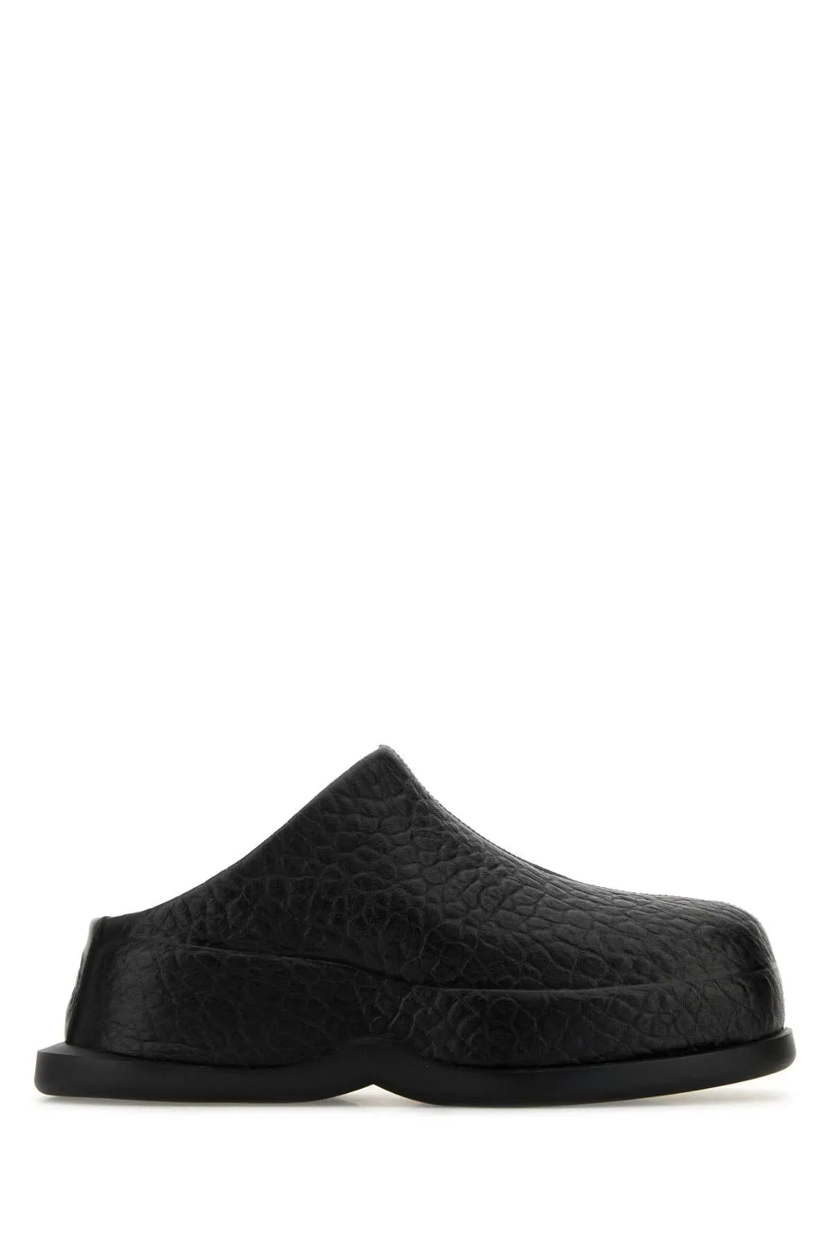 Alexander Mcqueen Black Leather Wave Slippers