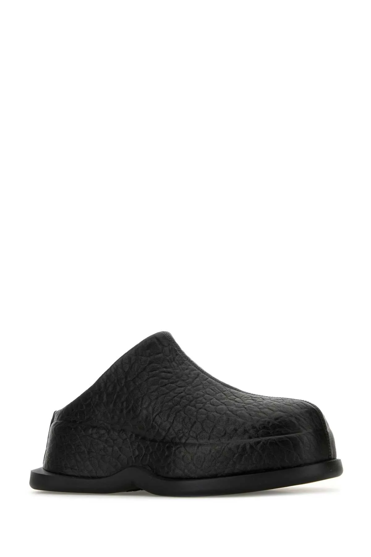 Alexander Mcqueen Black Leather Wave Slippers