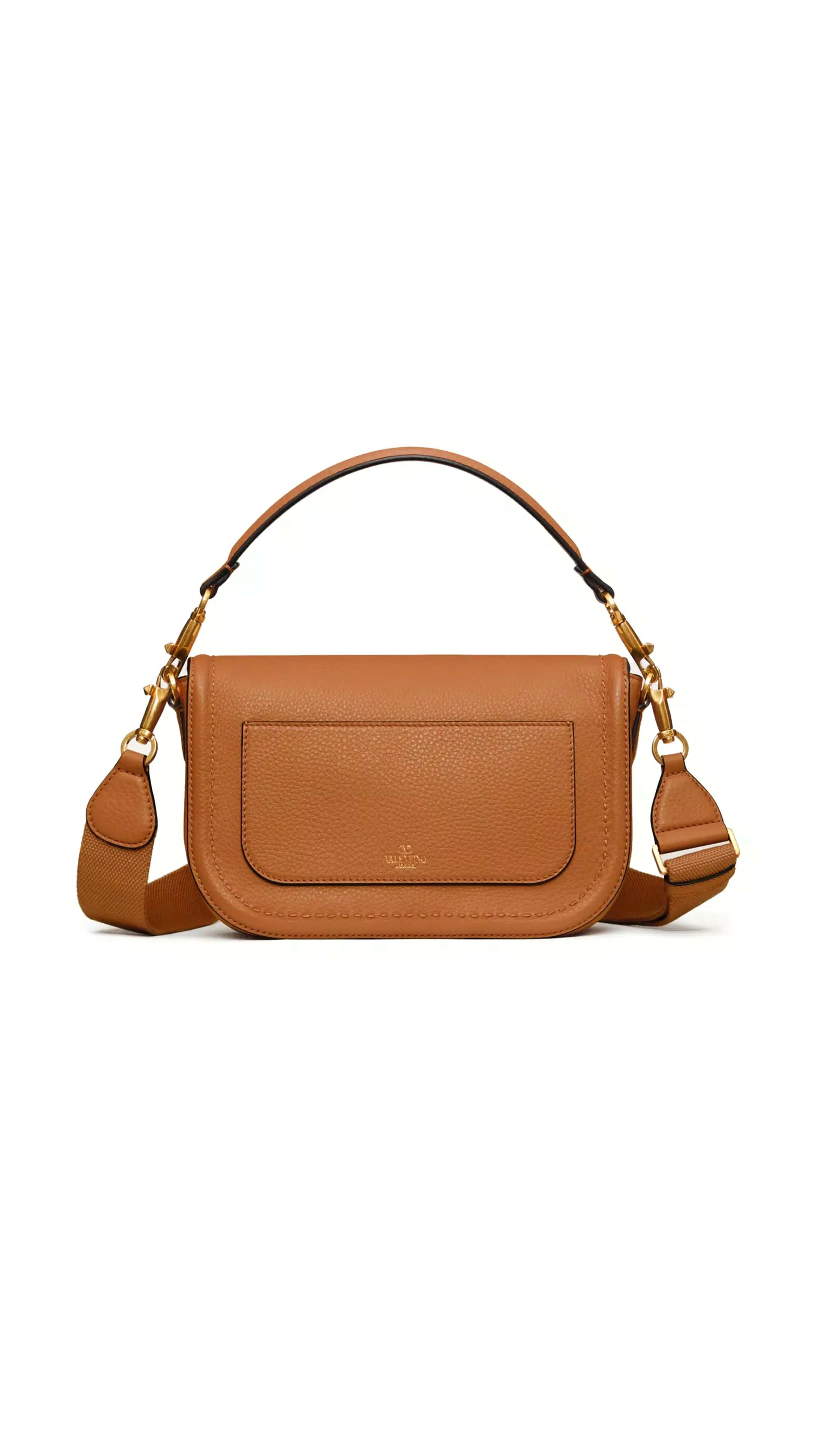 Alltime Grainy Calfskin Shoulder Bag Almond