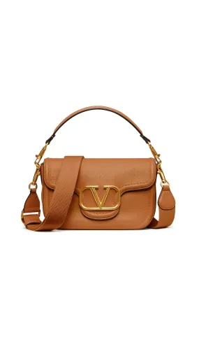 Alltime Grainy Calfskin Shoulder Bag Almond