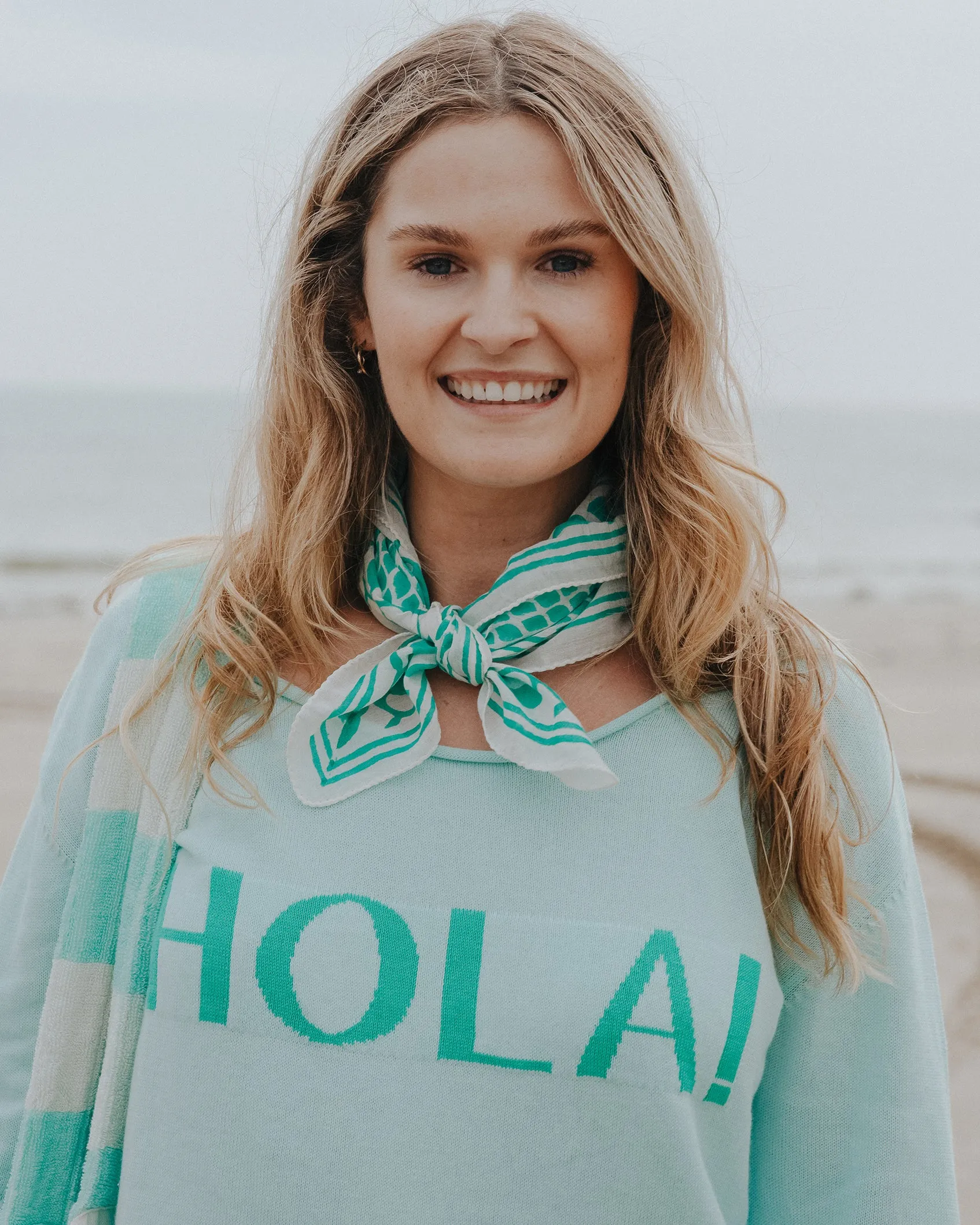 Aloft Hola Knit Sky - Sky Blue Knit Throw