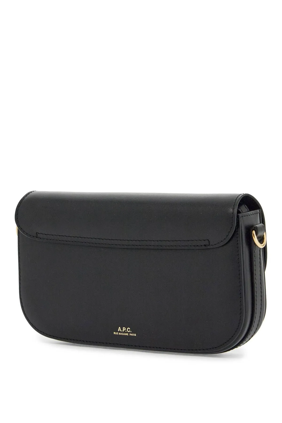 A.P.C. Elegant Black Leather Clutch With Shoulder Strap And Gold Chain