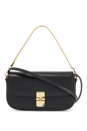 A.P.C. Elegant Black Leather Clutch With Shoulder Strap And Gold Chain