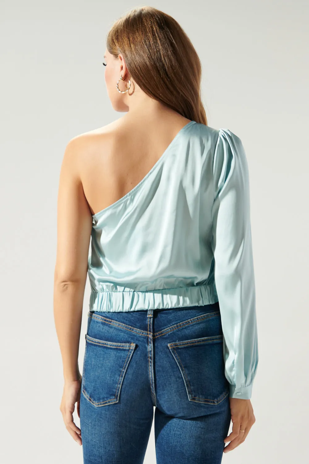 Avalon One Shoulder Waist Tie Satin Top