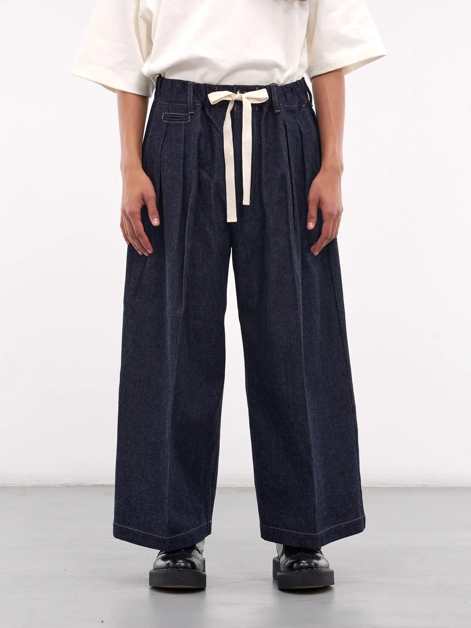 Baggy Drawstring Denim Trousers (SLEC-HP-DW-ONE-WASH)