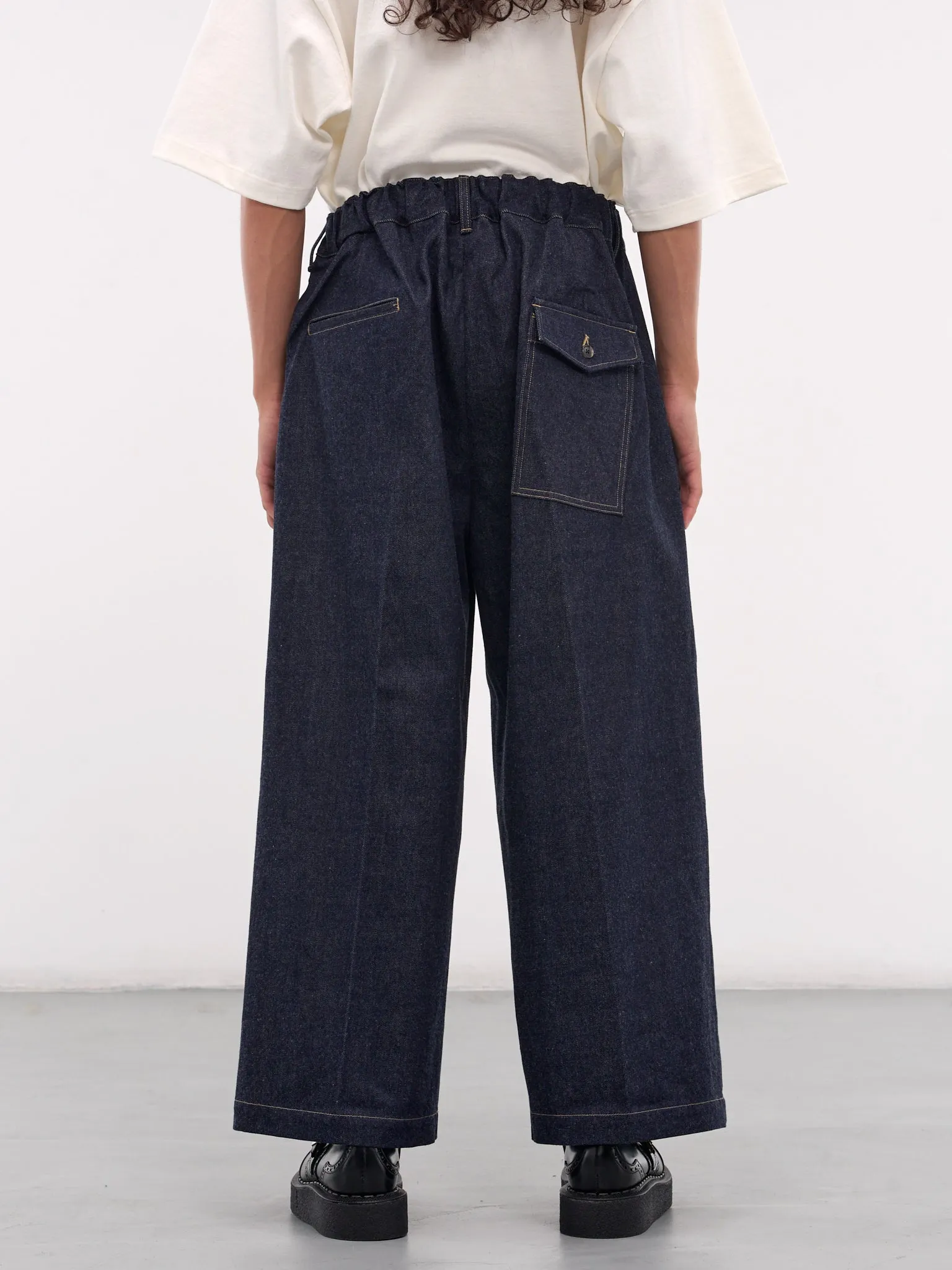 Baggy Drawstring Denim Trousers (SLEC-HP-DW-ONE-WASH)