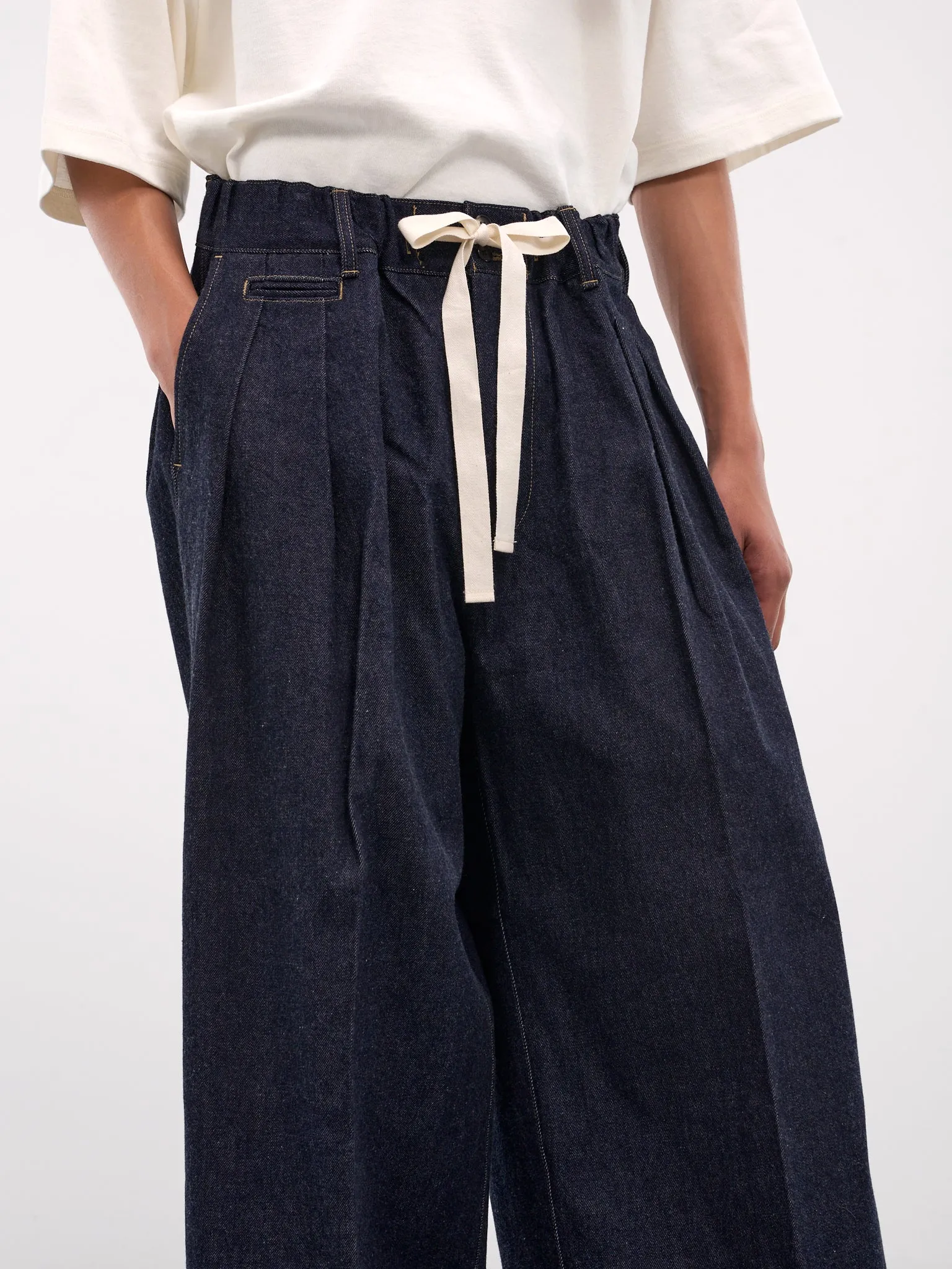 Baggy Drawstring Denim Trousers (SLEC-HP-DW-ONE-WASH)