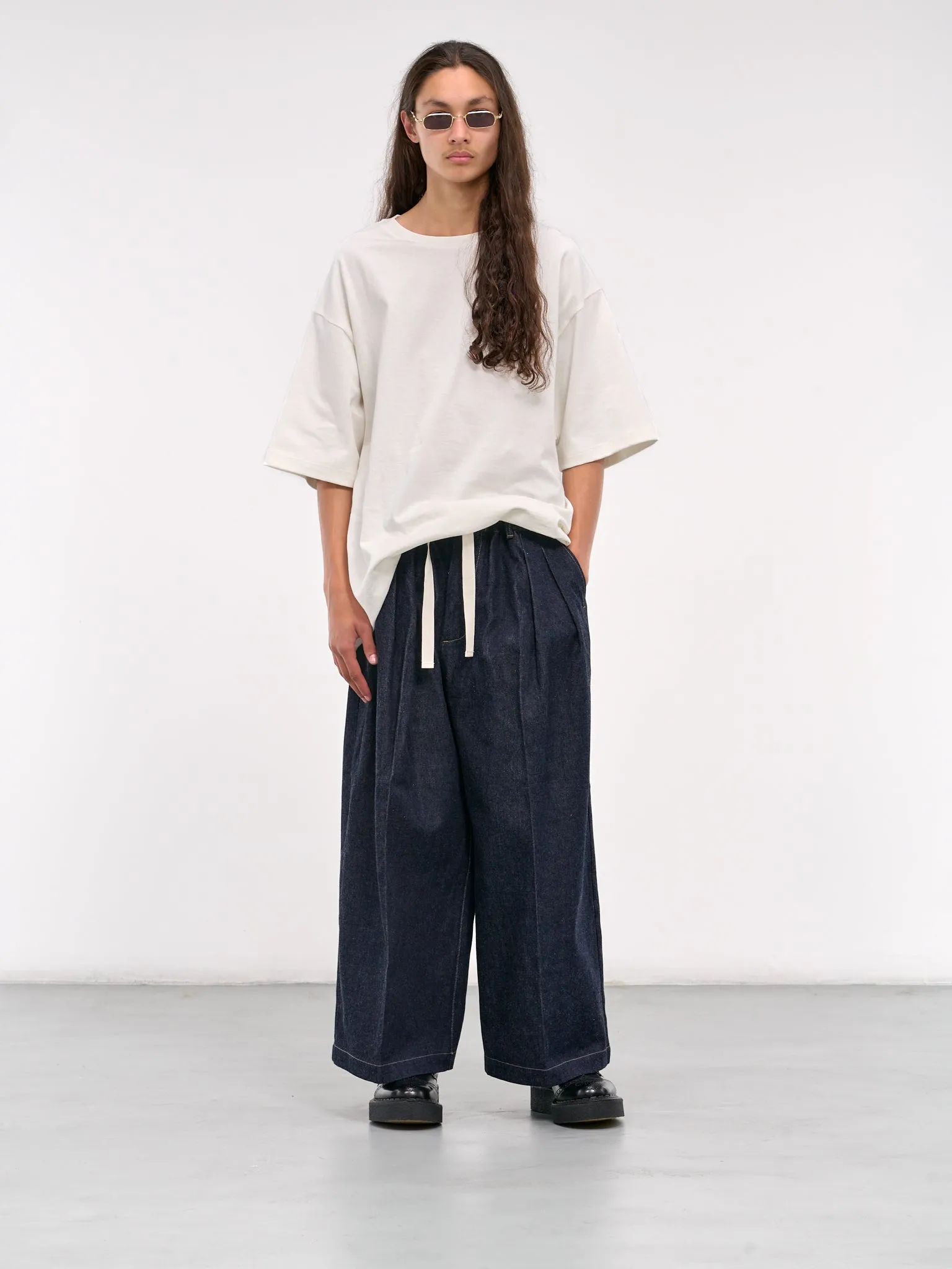 Baggy Drawstring Denim Trousers (SLEC-HP-DW-ONE-WASH)