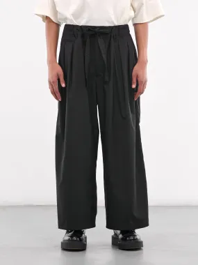 Baggy Drawstring Trousers (SLEC-HP-DBL-WASH-BLACK)