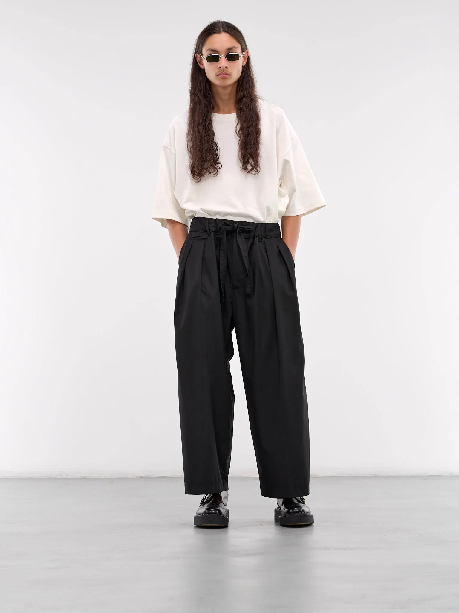 Baggy Drawstring Trousers (SLEC-HP-DBL-WASH-BLACK)