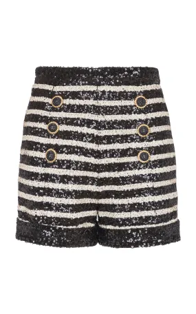 Balmain Sequined Knit Shorts