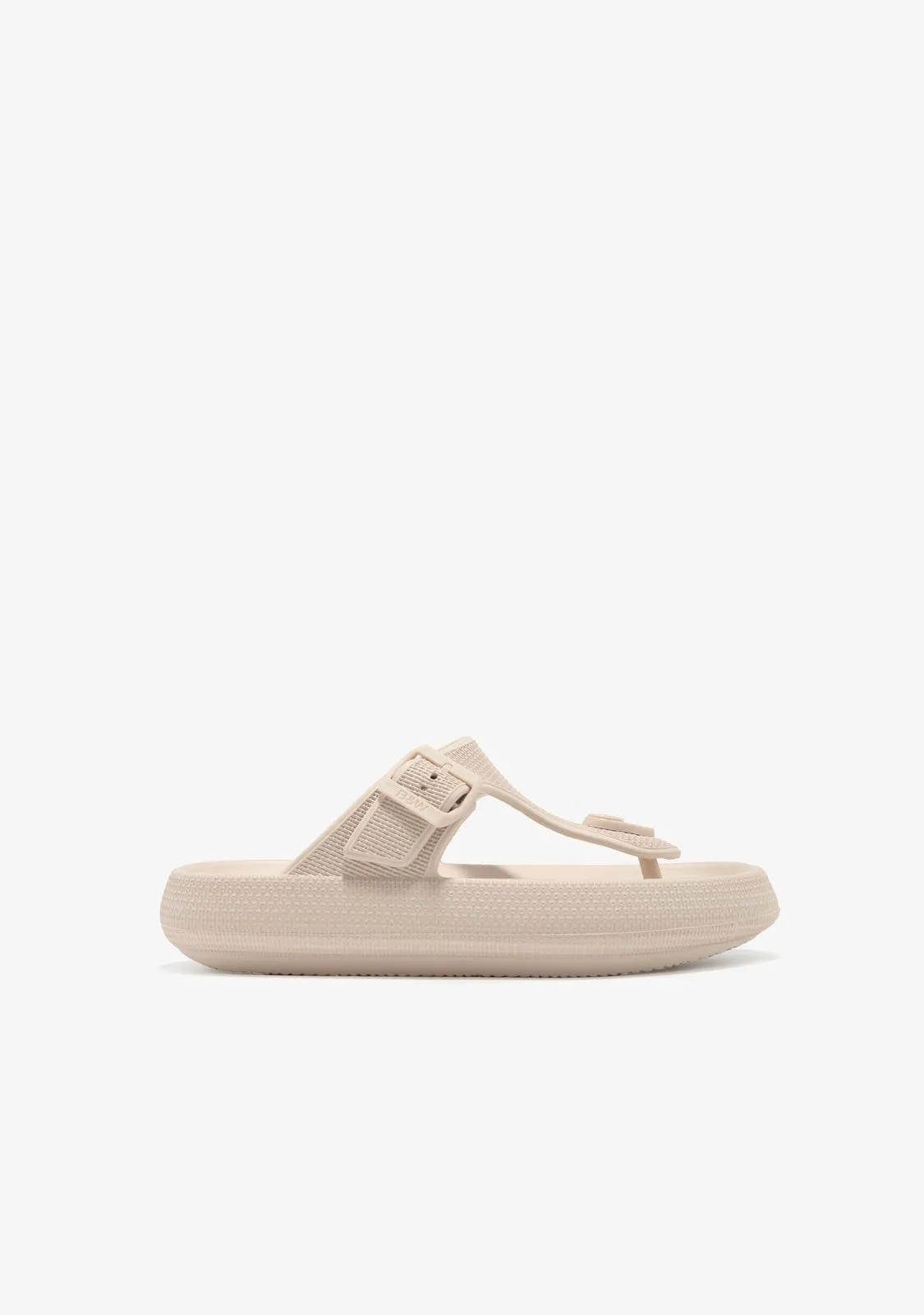 Beige Buckle Slides