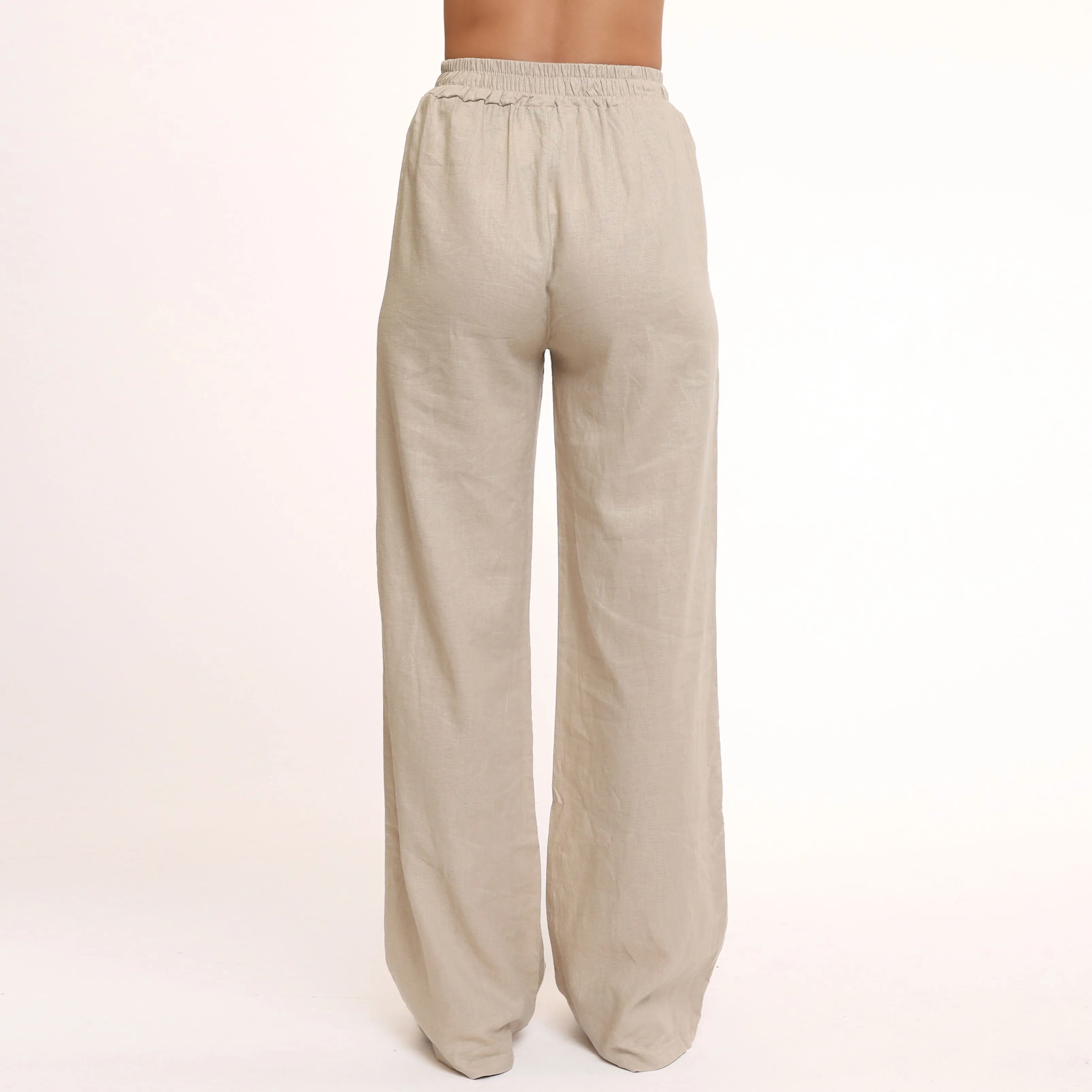 Petite Beige Linen Trousers