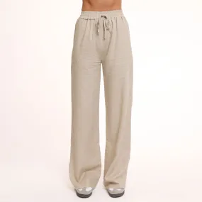 Petite Beige Linen Trousers