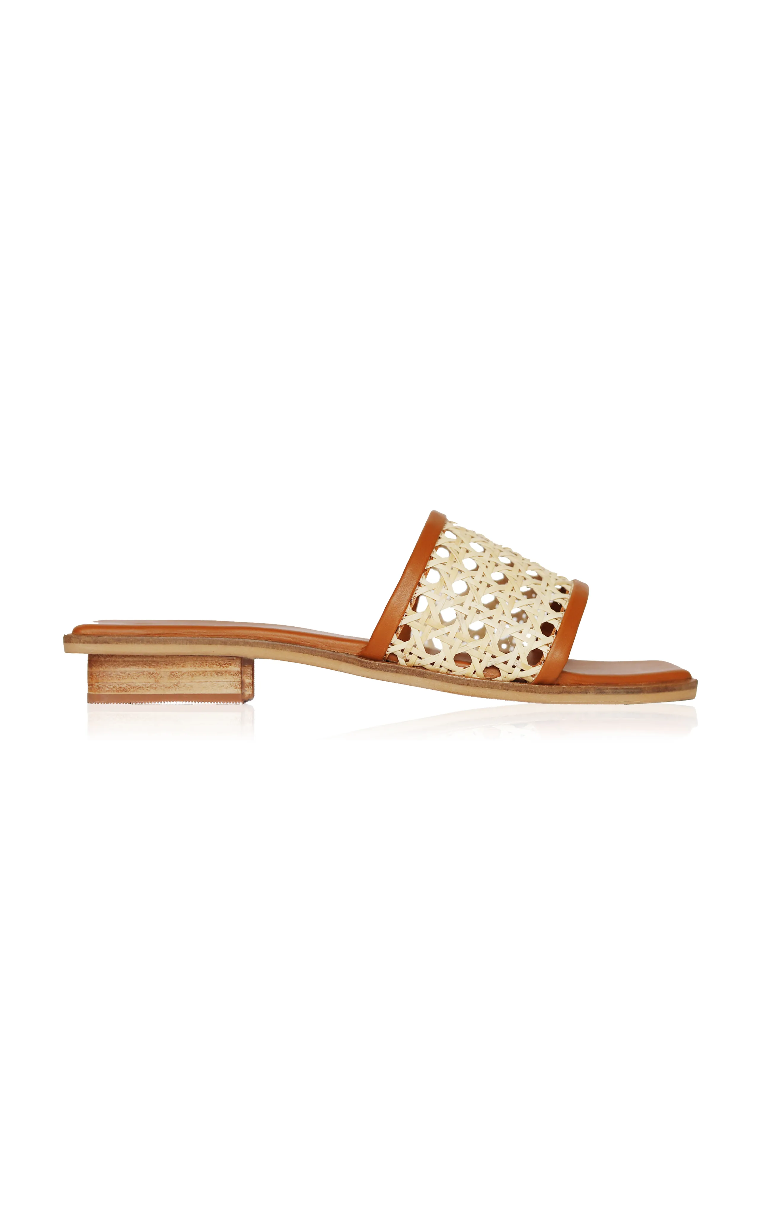 Bembien Pia Leather-Trimmed Rattan Slides