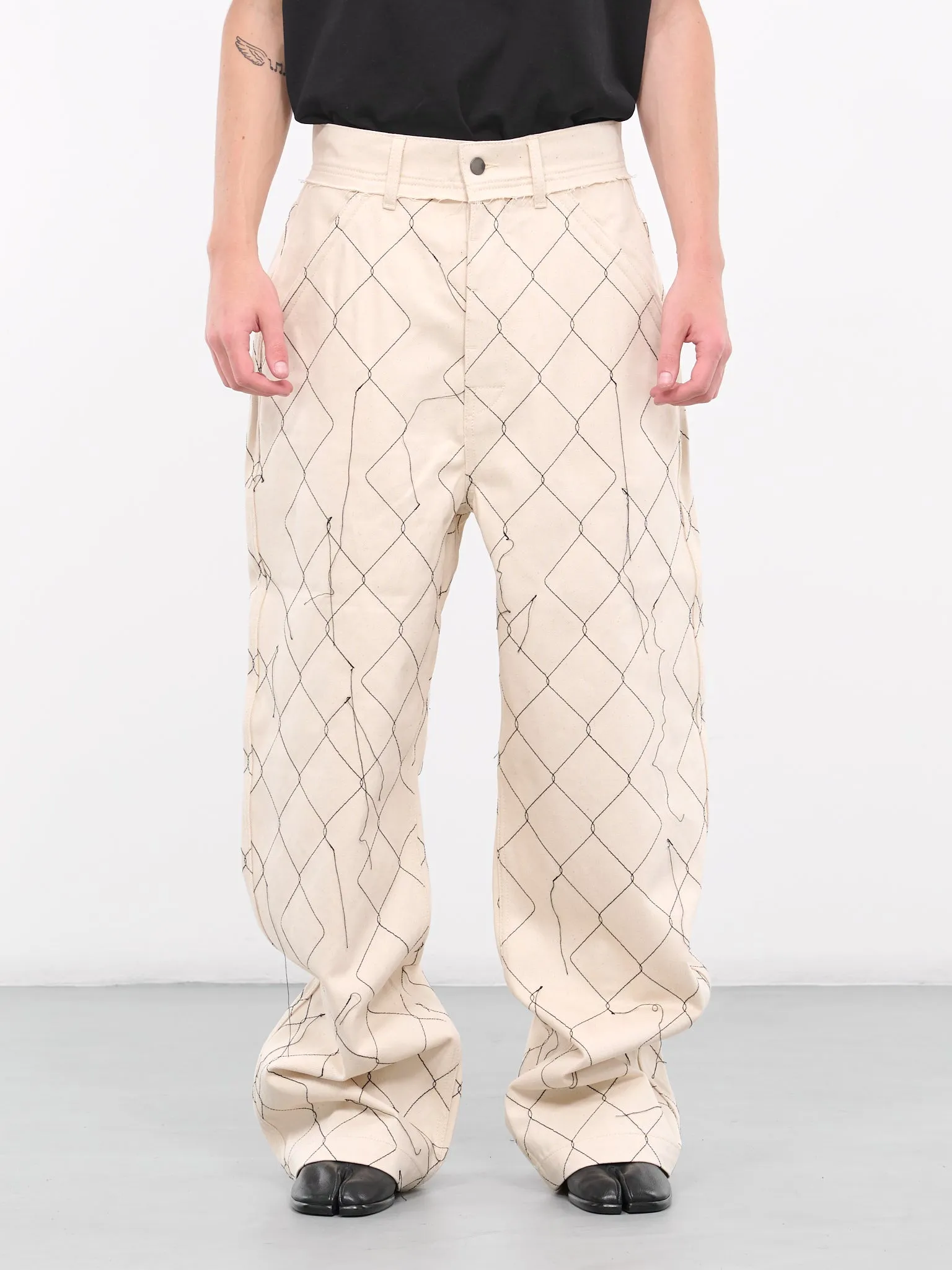 Big Fit Chain Link Denim Trousers (P001-NATURAL)