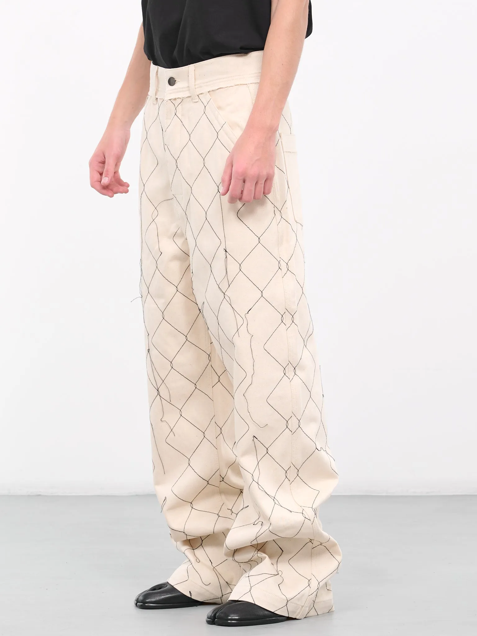 Big Fit Chain Link Denim Trousers (P001-NATURAL)