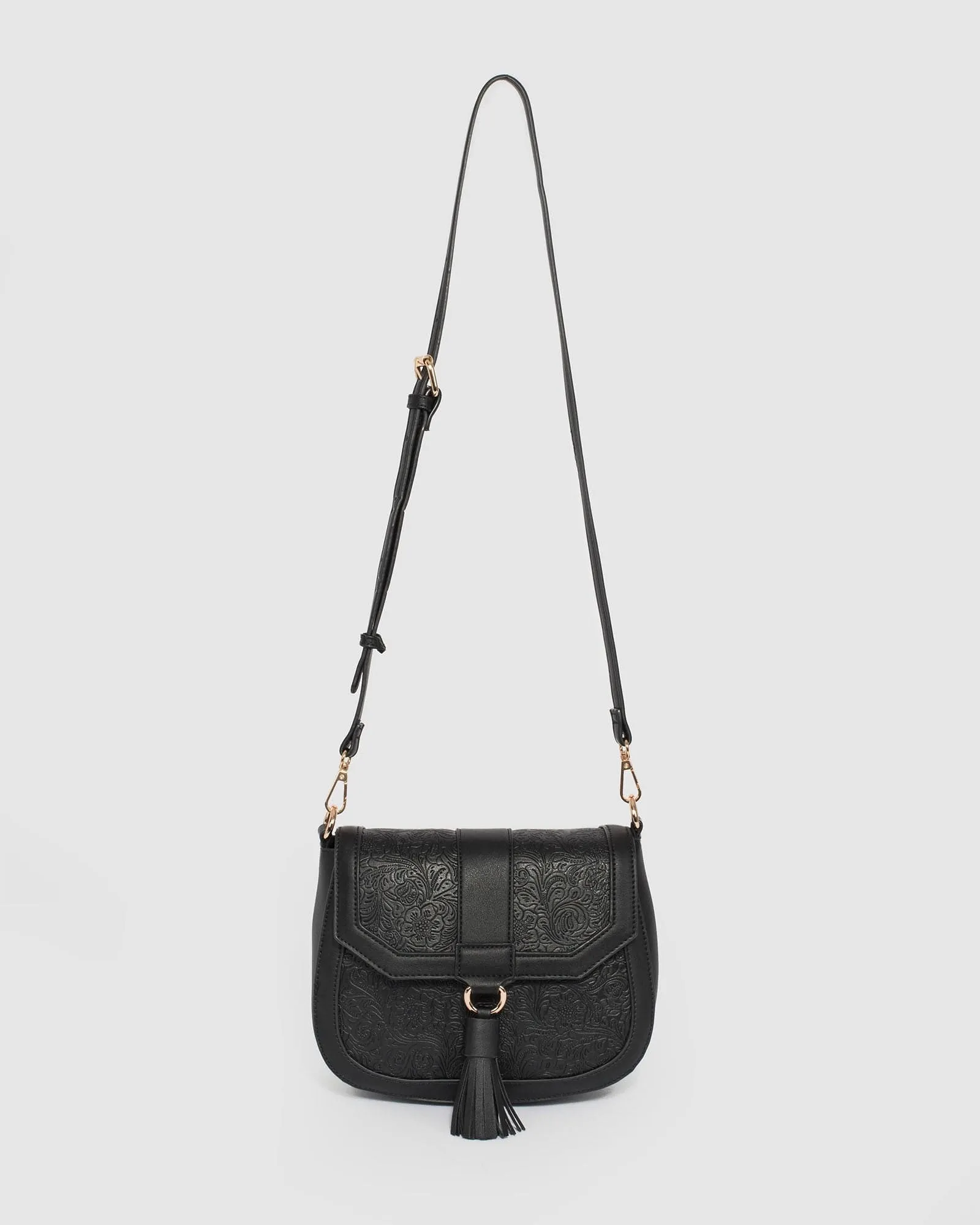 Black Aria Tassel Saddle Bag