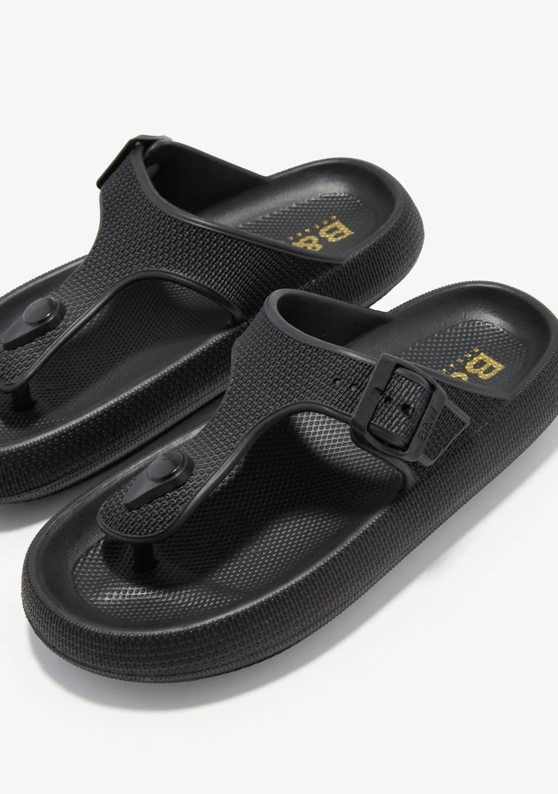 Black Buckle Slides