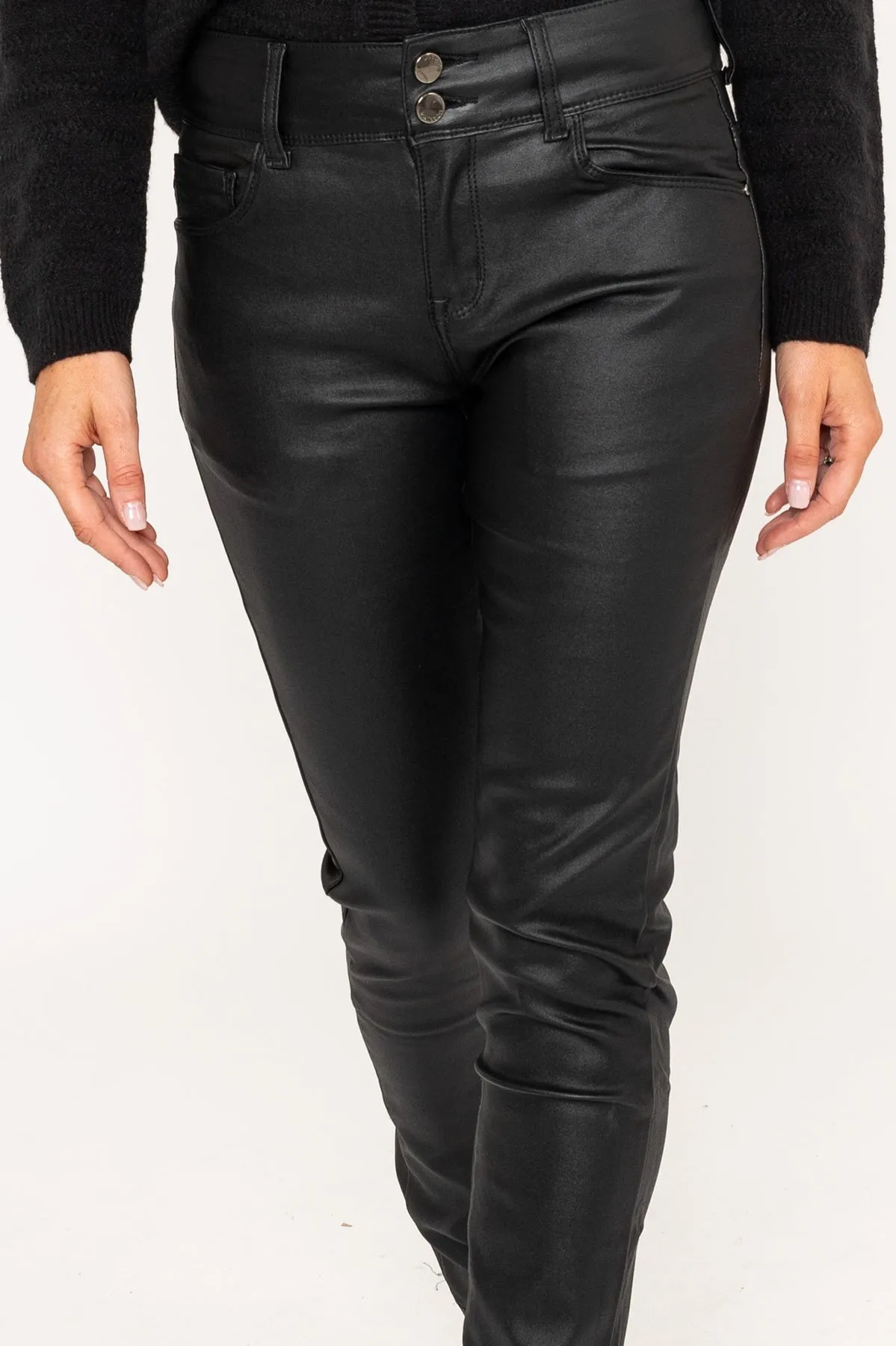 Black Faux Leather Skinny Jeans