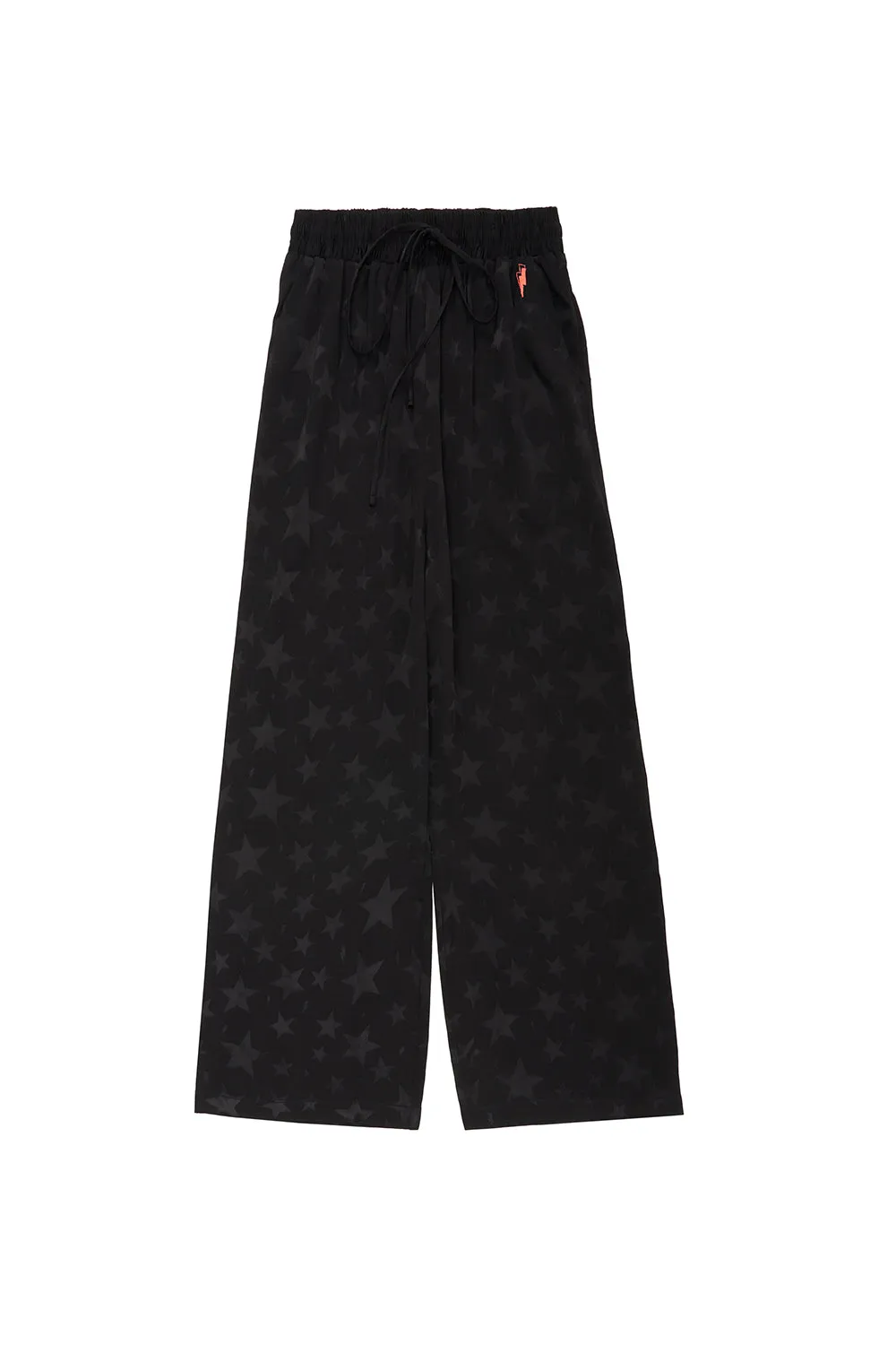 Black Jacquard Star Wide Leg Trousers