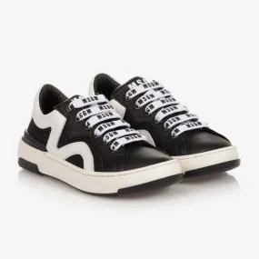 Black Leather Logo Trainers