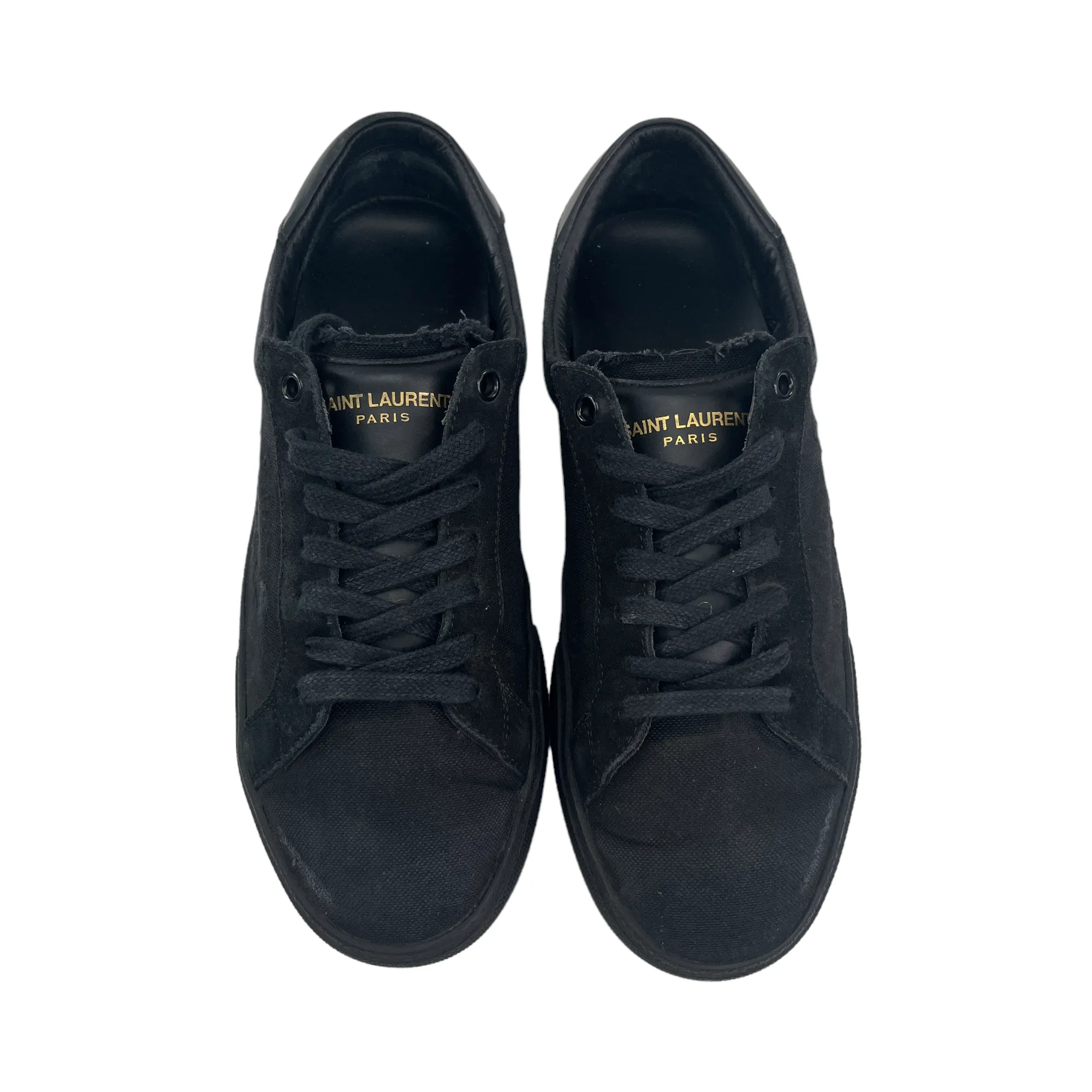 Black Men's Court Classic Trainers with Embroidered Distressed Design EU 40 / UK 6