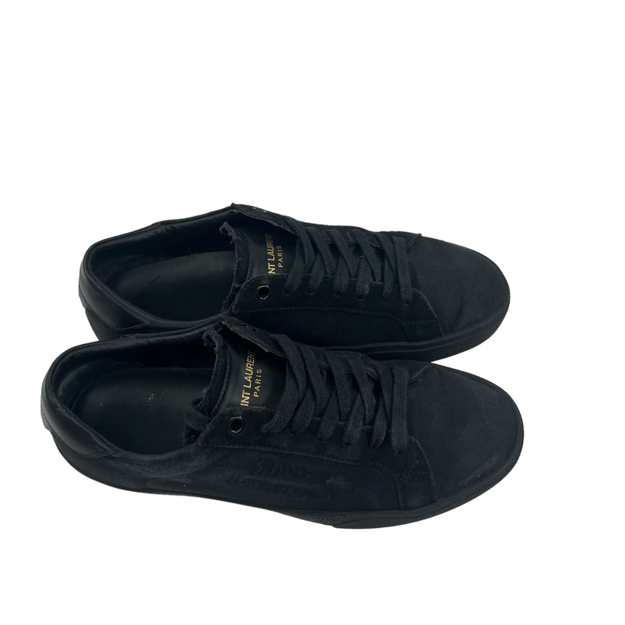 Black Men's Court Classic Trainers with Embroidered Distressed Design EU 40 / UK 6