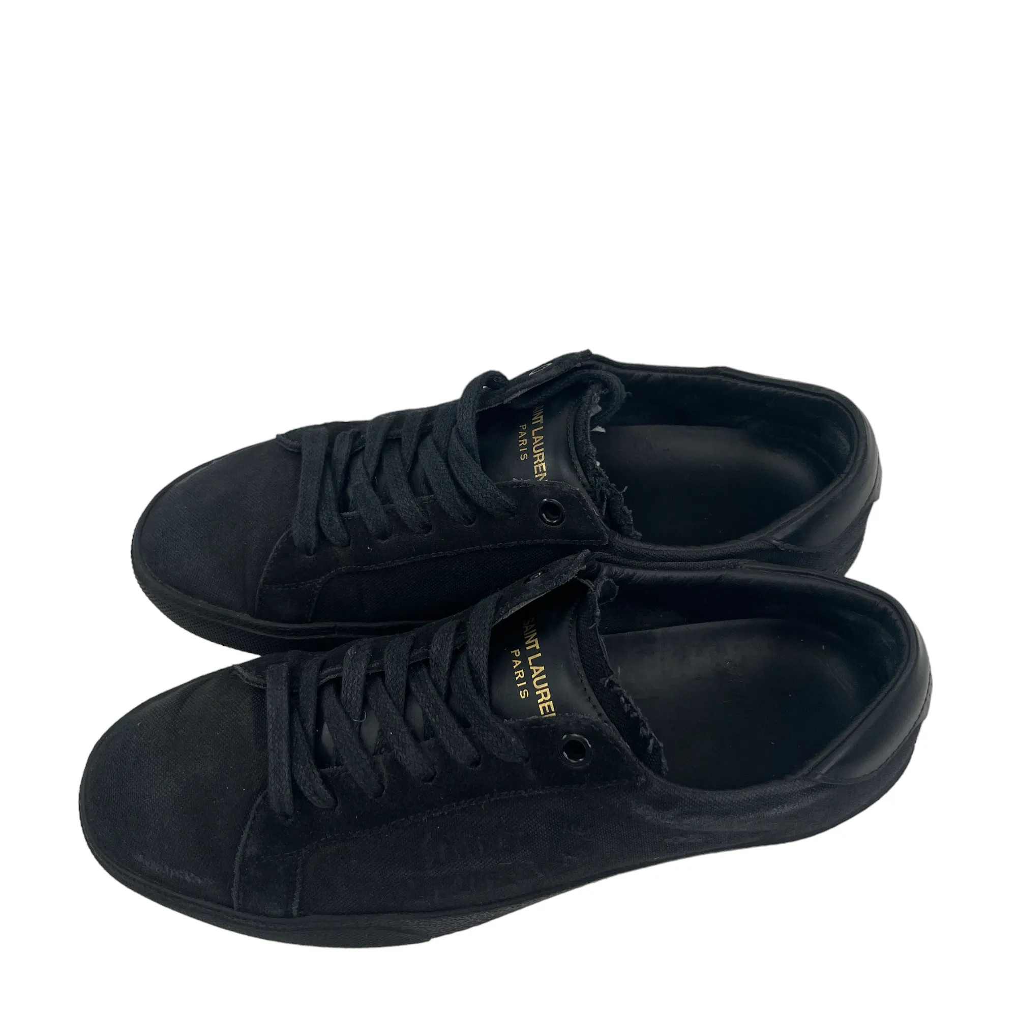 Black Men's Court Classic Trainers with Embroidered Distressed Design EU 40 / UK 6