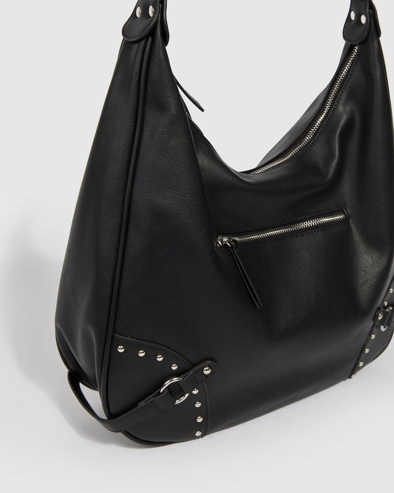 Black Molly Stud Slouch Bag