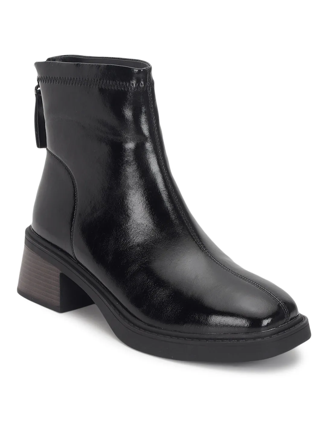 Black PU High-End-Fashion Stylish Ankle Boots (TC-RS3692-BLK)