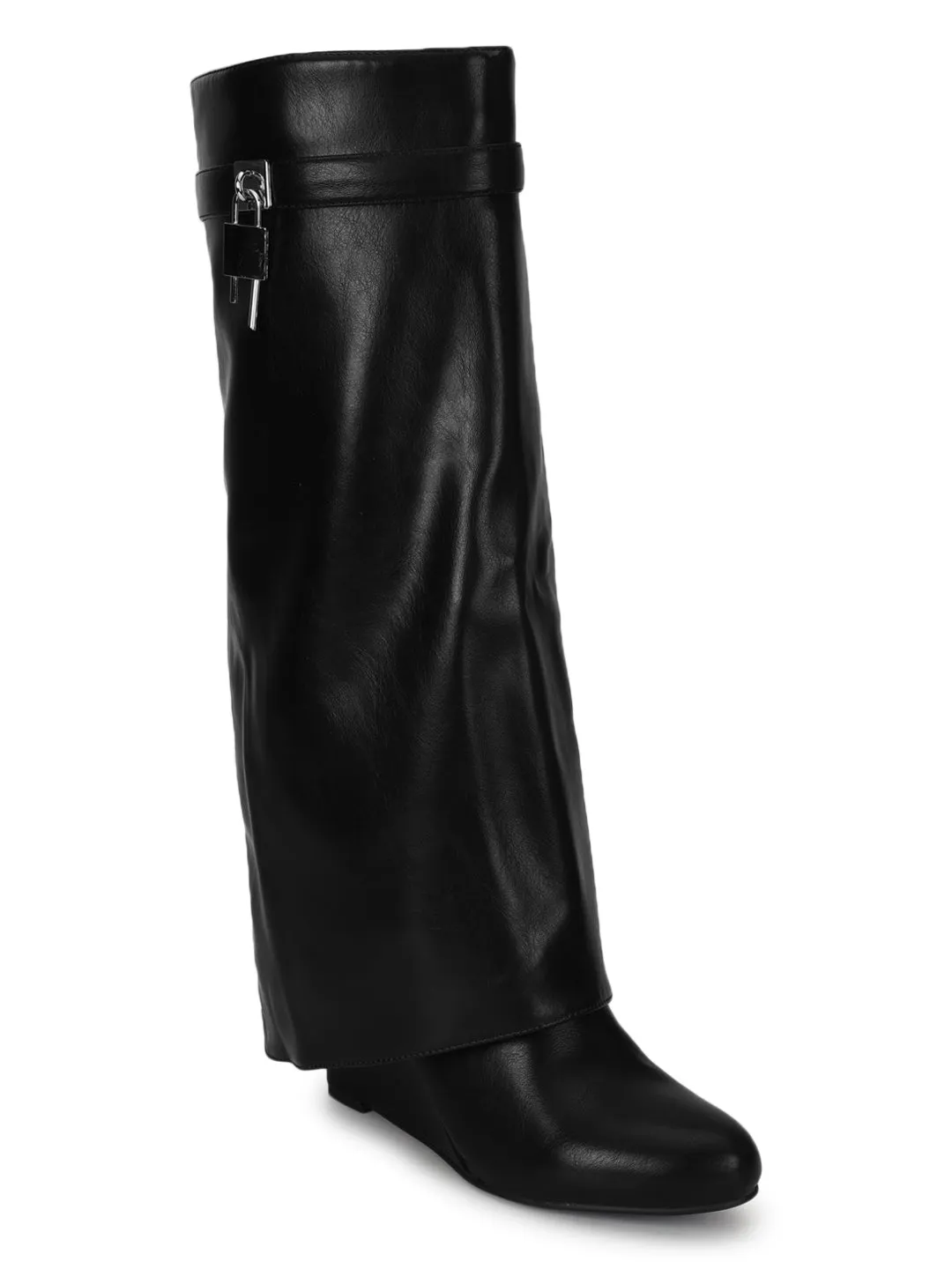 Black PU High-End-Fashion Stylish Knee Boots (TC-RS3670-BLK)