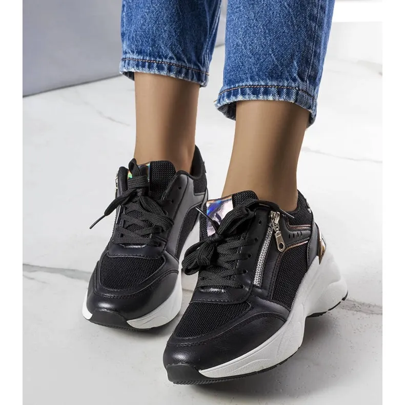 Black wedge sneakers from Stacey