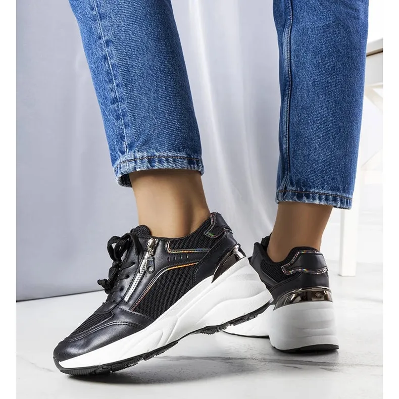 Black wedge sneakers from Stacey