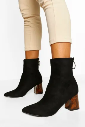 Block Heel Zip Back Sock Boots