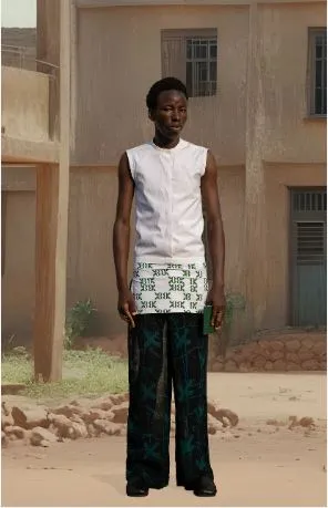 Bloke Airplane batik trousers with  coconut shell buttons