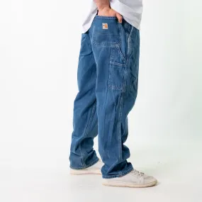 Blue 90s Carhartt Denim Carpenter Jeans Baggy Pants (38x32)