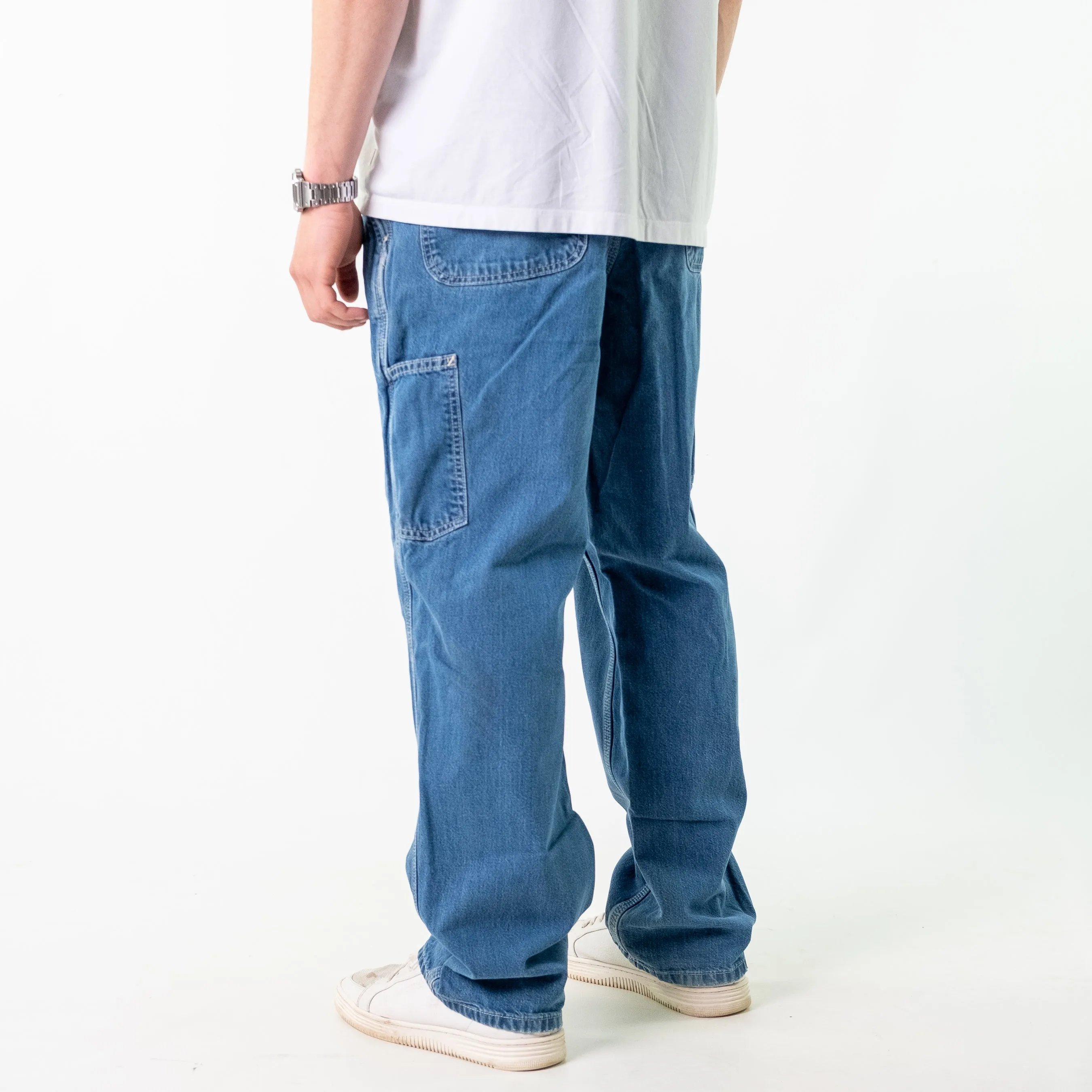 Blue 90s Carhartt Denim Carpenter Jeans Baggy Pants (38x32)