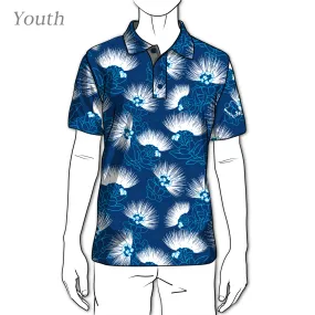 Blue Lehua Polo Shirt - OGA Youth True Blue Polo