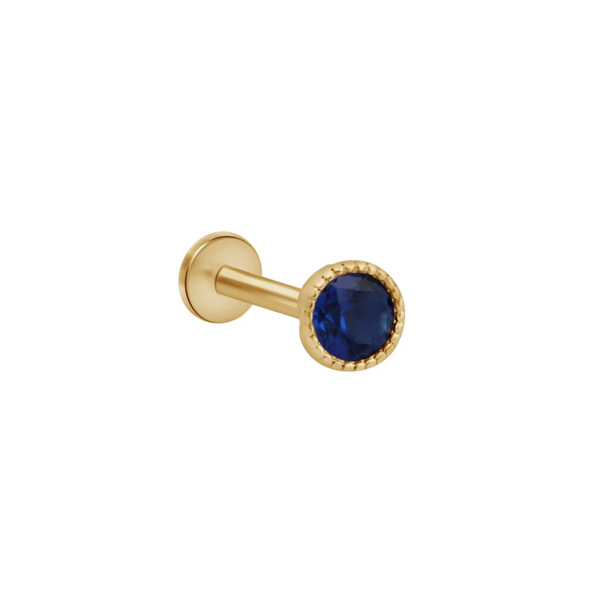 Blue Milgrain Sapphire Flat Back Stud