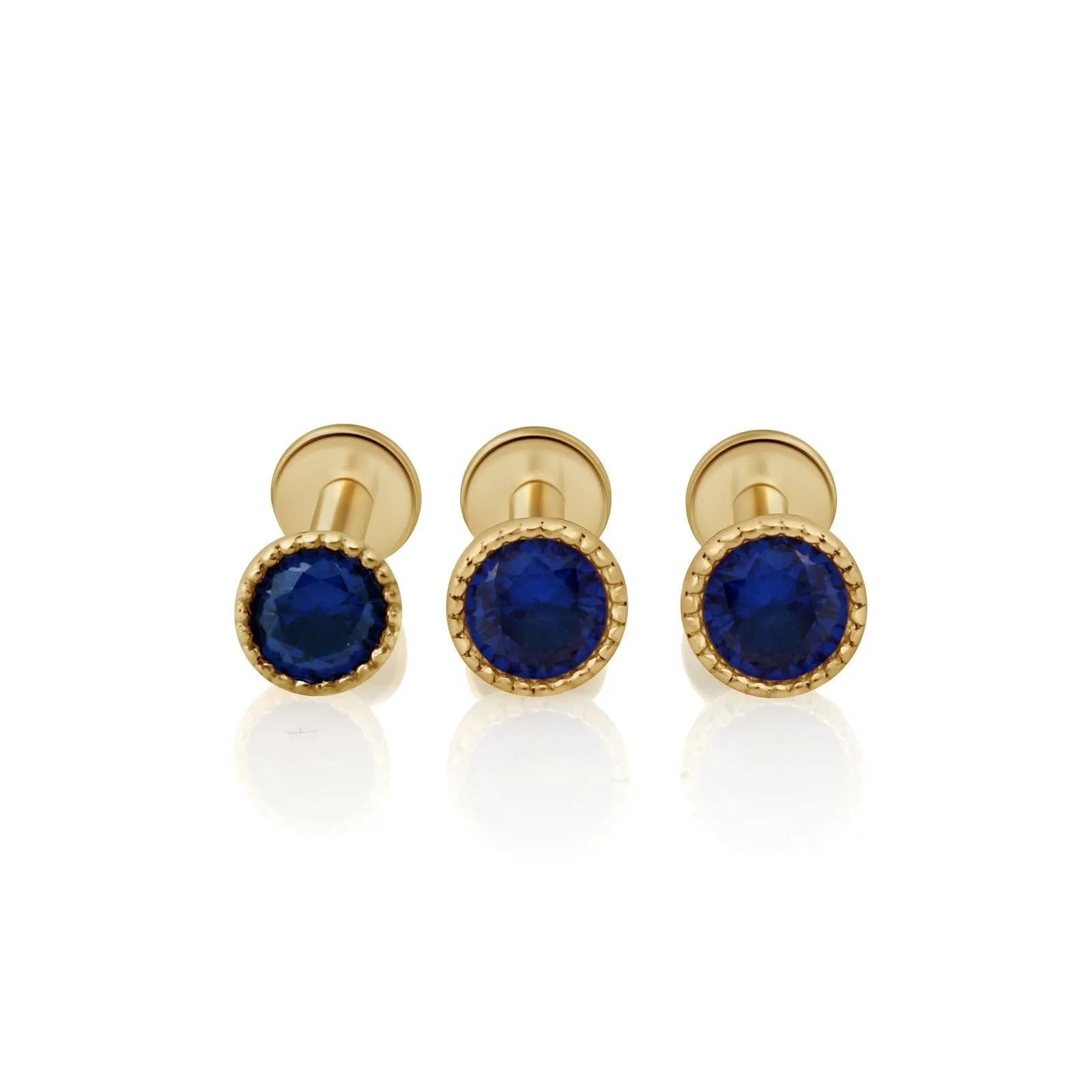 Blue Milgrain Sapphire Flat Back Stud