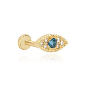 Blue Topaz Evil Eye Stud