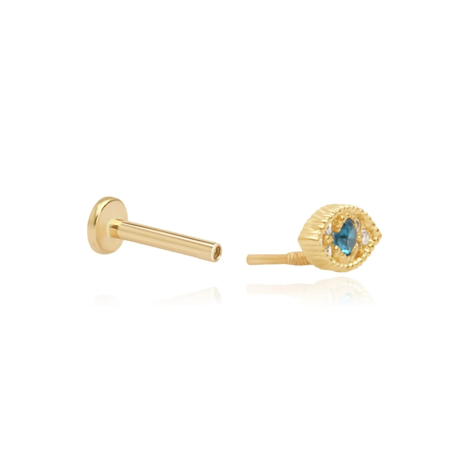 Blue Topaz Evil Eye Stud