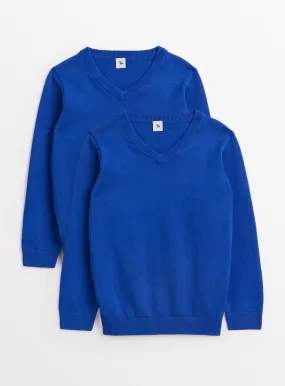 Blue Unisex V-Neck Jumpers 2 Pack 10 years | School Jumpers and Sweatshirts | Tu