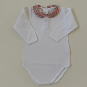 Bonpoint White Bodysuit With Liberty Print Collar: 18 Months