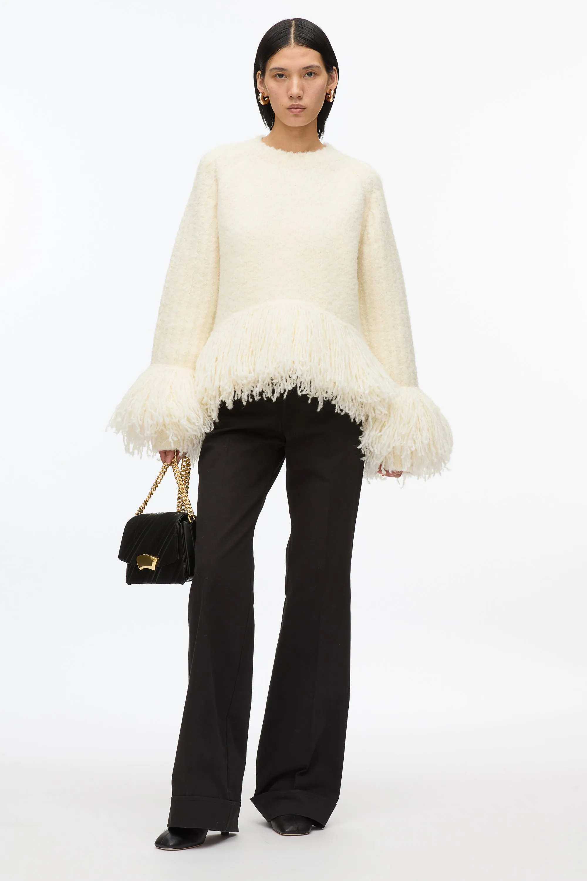 Boucle Fringe Knit Crewneck