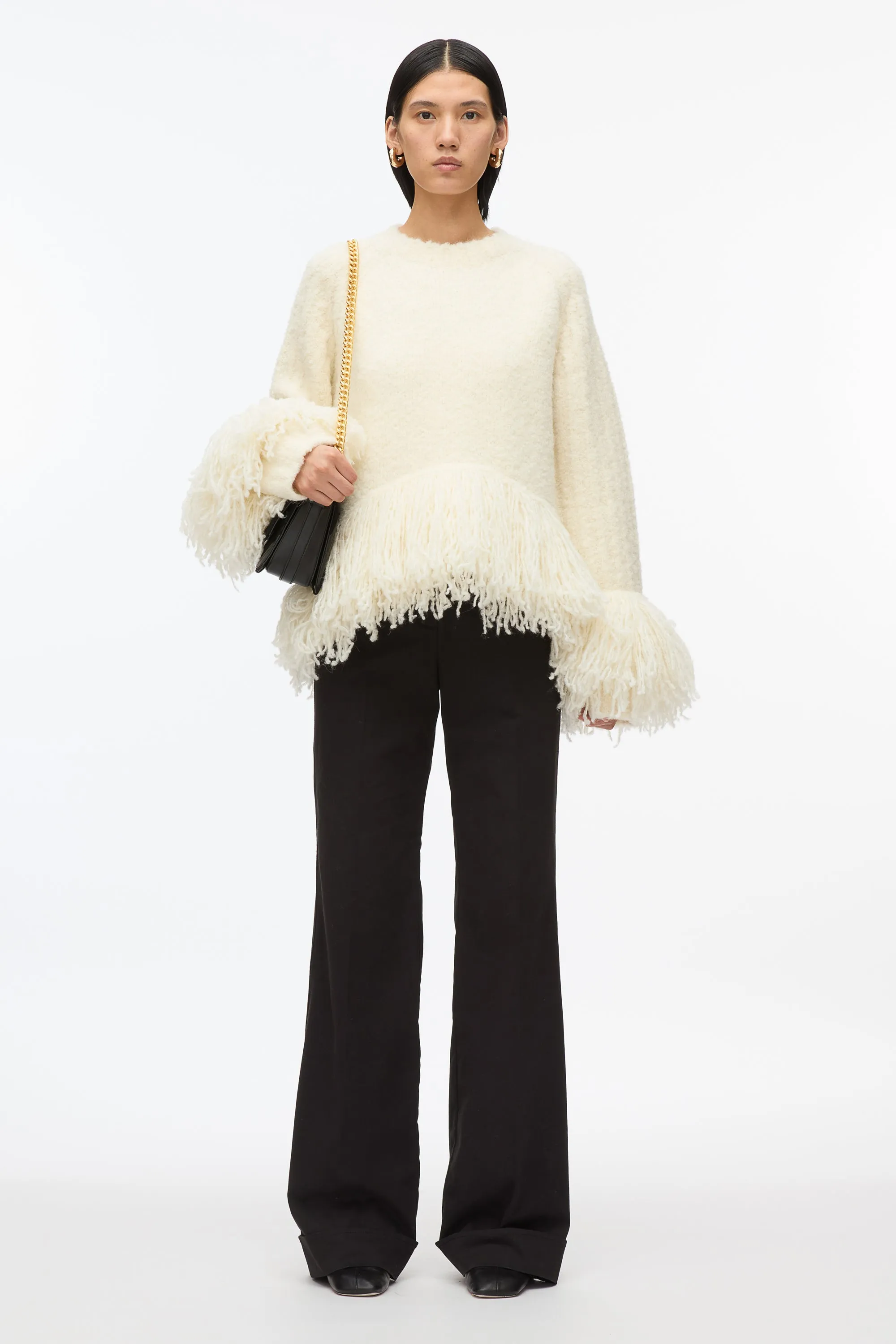 Boucle Fringe Knit Crewneck